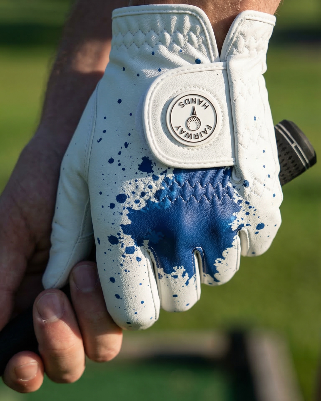 Fairway Hands golfhandschoen blauw splash - maat S M L